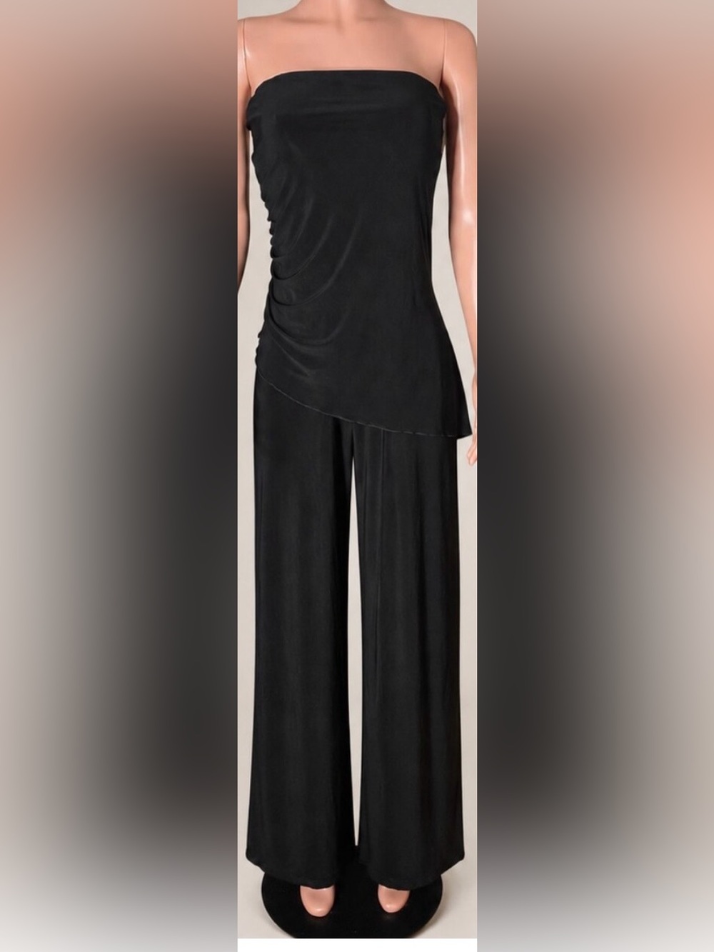 White House Black Market Black Wide-Leg Jumpsuit with Lace Overlay NWOT